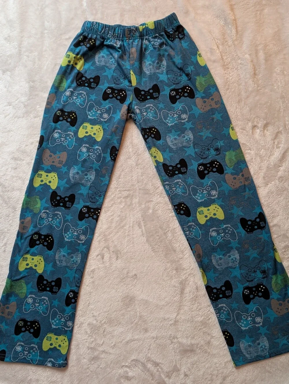 Falls Creek Boys XL Gaming Pajama Set Blue Video Game Controllers 2 Pc